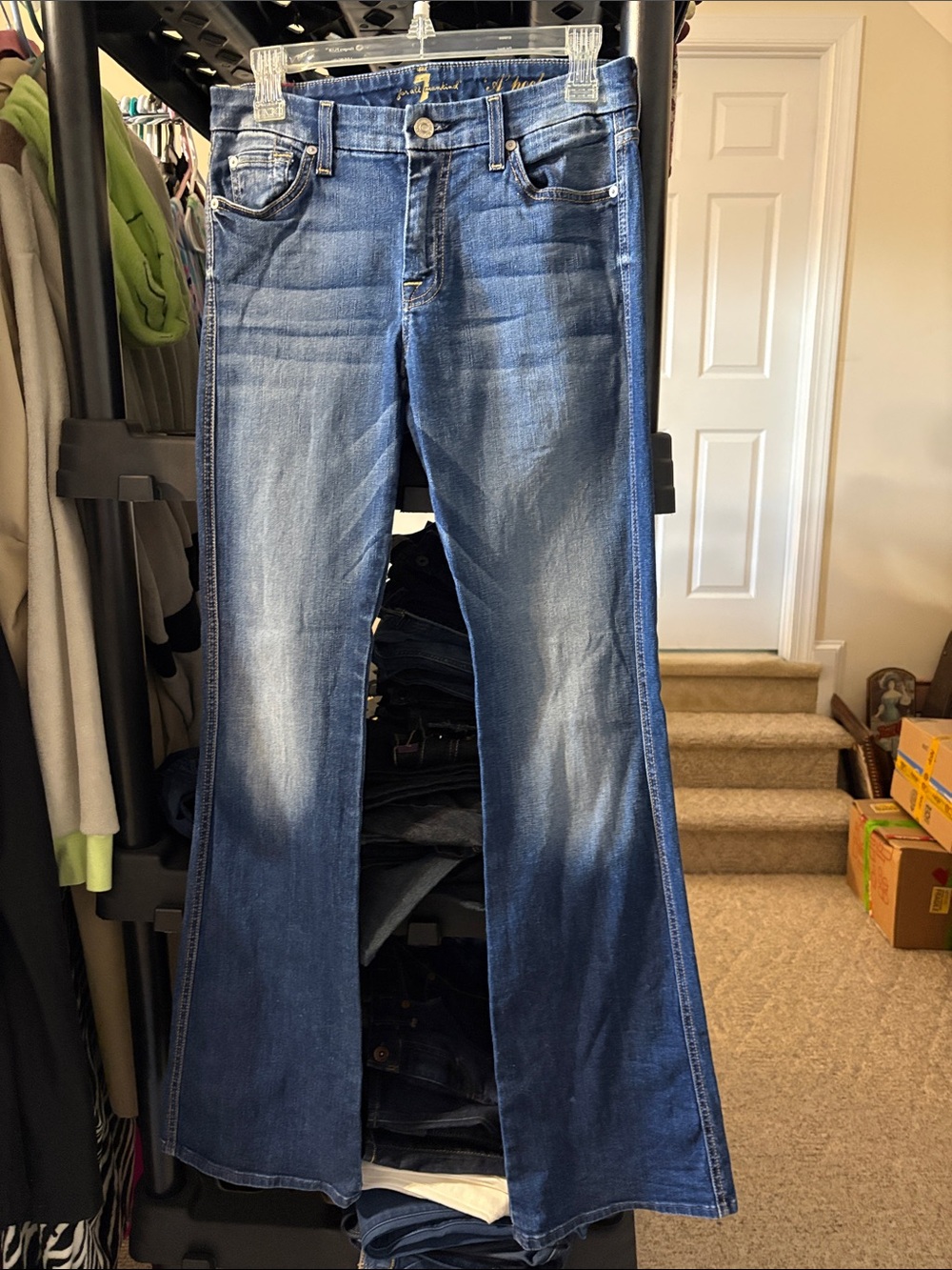 7 for all mankind Dark Wash A Pocket Flare Jeans Stretch Flattering‎
